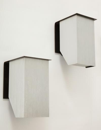 Pair of Cast Aluminum Modern Sconces France c 1970