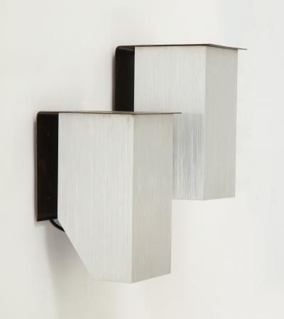 Pair of Cast Aluminum Modern Sconces France c 1970