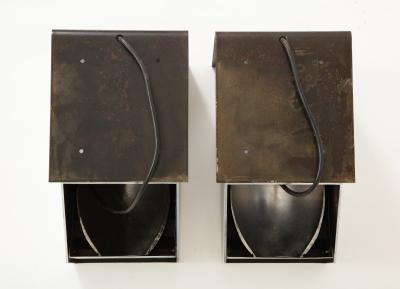 Pair of Cast Aluminum Modern Sconces France c 1970