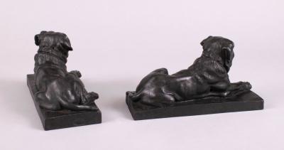 Pair of Cast Iron Mastiffs mid 19th c 