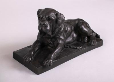 Pair of Cast Iron Mastiffs mid 19th c 
