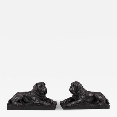 Pair of Cast Iron Mastiffs mid 19th c 