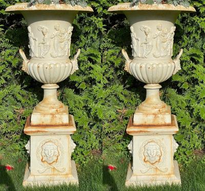 Pair of Cast Iron Urn or Planters Property of a Lady 1880s