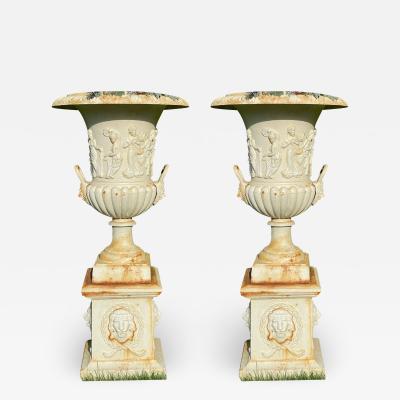 Pair of Cast Iron Urn or Planters Property of a Lady 1880s