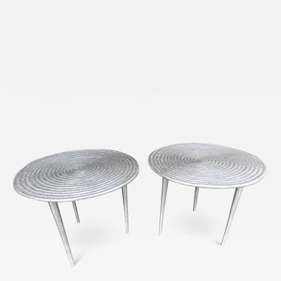 Pair of Cast Metal Side Tables Italy 1990s