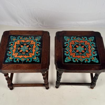 Pair of Catalina Tile Spanish Revival End or Side Tables