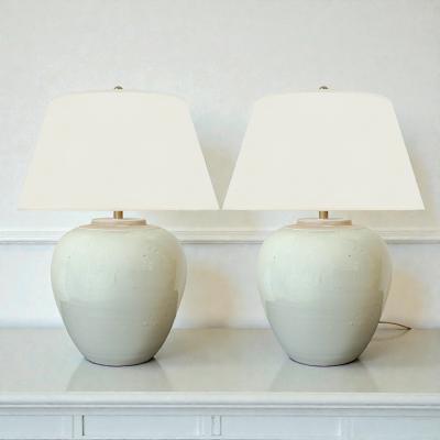 Pair of Celadon Stoneware Table Lamps