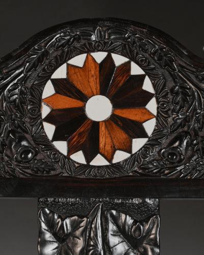 Pair of Ceylonese 19th Century Carved Ebony Side Chairs