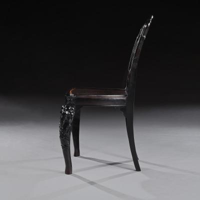 Pair of Ceylonese 19th Century Carved Ebony Side Chairs