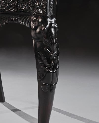 Pair of Ceylonese 19th Century Carved Ebony Side Chairs