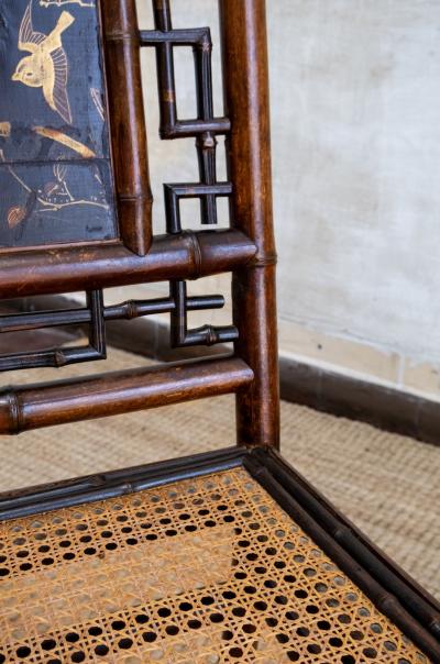 Pair of Chairs With Painted Panels Perret et Vibert France Early 1900s