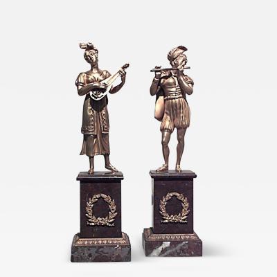 Pair of Charles X Bronze Dore Musicians
