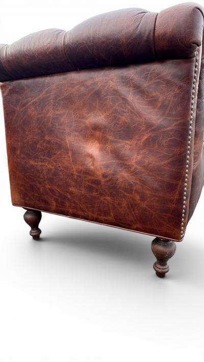 Pair of Chesterfield Leather Slipper Chairs
