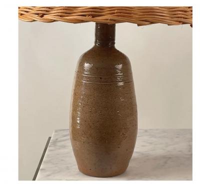 Pair of Chic Gourde Terracotta and Rattan Lamps by Design Fr res