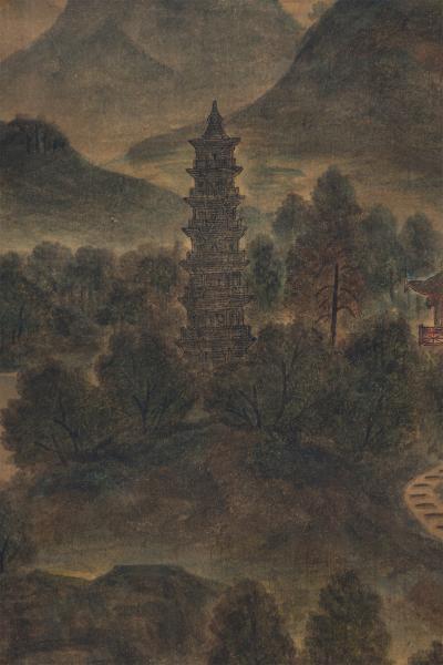 Pair of Chinese 19th C watercolors of genre scenes in red lacquered frames