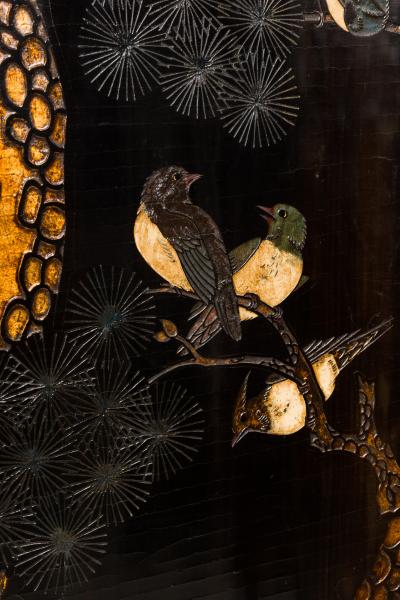 Pair of Chinese 19th Century Carved 6 Panel Chinoiserie Folding Screens with Gil
