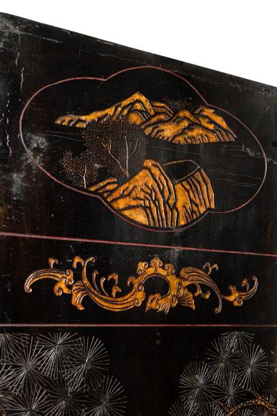 Pair of Chinese 19th Century Carved 6 Panel Chinoiserie Folding Screens with Gil