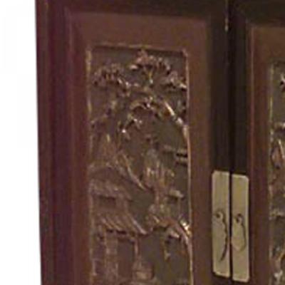 Pair of Chinese Black Lacquered Coromandel Cabinets