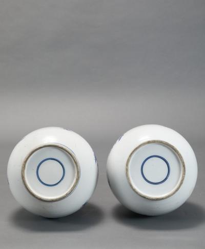Pair of Chinese Blue and White Porcelain Bottle Vases