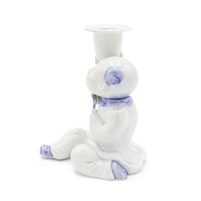 Pair of Chinese Blue and White Porcelain Figural Candlesticks
