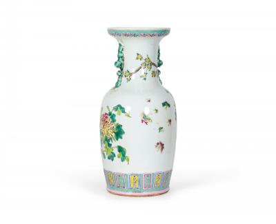 Pair of Chinese Branches and Birds Patterned Porcelain Rouleau Form Vases