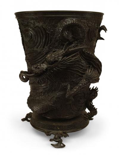 Pair of Chinese Bronze Dragon Vases