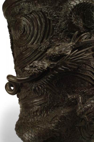 Pair of Chinese Bronze Dragon Vases