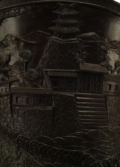 Pair of Chinese Bronze Dragon Vases