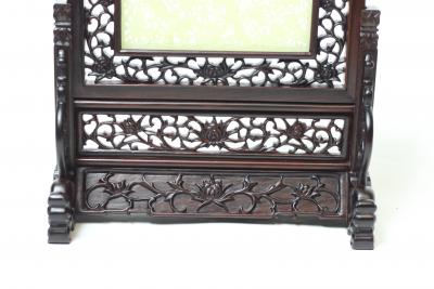 Pair of Chinese Carved Celadon Jade Table Screens China c 1920 1930s