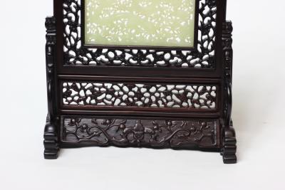 Pair of Chinese Carved Celadon Jade Table Screens China c 1920 1930s