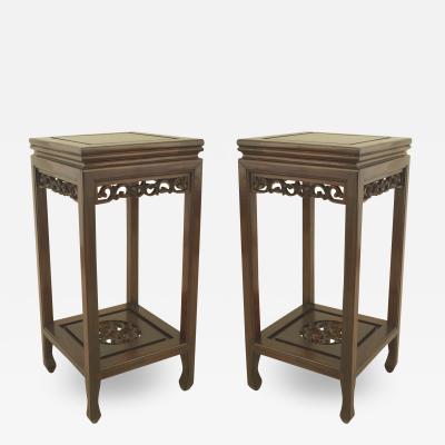 Pair of Chinese Carved Rosewood Pedestals