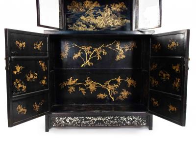 Pair of Chinese Carved and Lacquered Cabinets