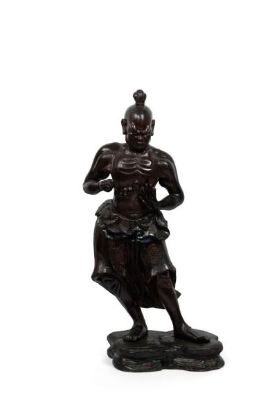 Pair of Chinese Carved and Lacquered Warrior Figures