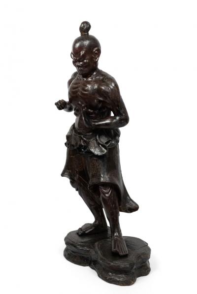 Pair of Chinese Carved and Lacquered Warrior Figures