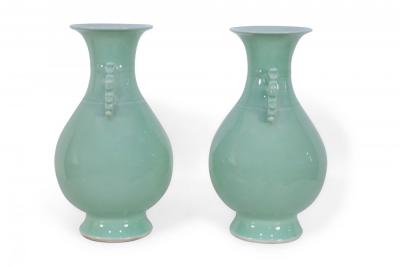 Pair of Chinese Celadon Balluster Vases
