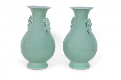 Pair of Chinese Celadon Balluster Vases
