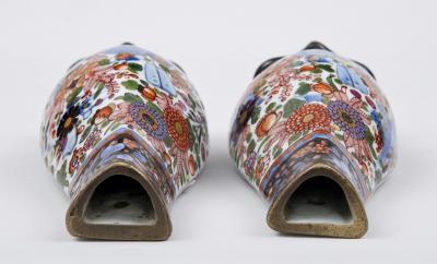 Pair of Chinese Clobbered Wall Pockets Circa 1780