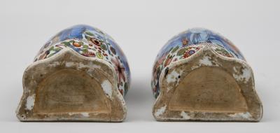 Pair of Chinese Clobbered Wall Pockets Circa 1780