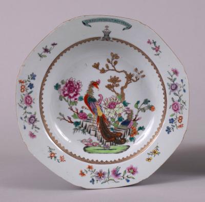 Pair of Chinese Export Porcelain Armorial Shallow Bowls c 1755