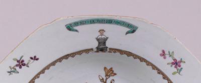 Pair of Chinese Export Porcelain Armorial Shallow Bowls c 1755