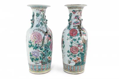 Pair of Chinese Famille Rose Flowering Branch Porcelain Urns