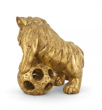 Pair of Chinese Gilt Foo Dogs