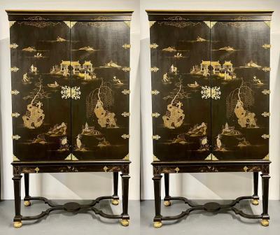 Pair of Chinese Griswold Cabinets Armoires Dessin Fournir Chinoiserie