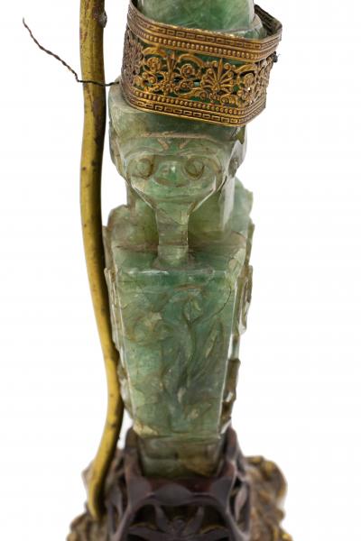 Pair of Chinese Jade colored Hardstone Lamps