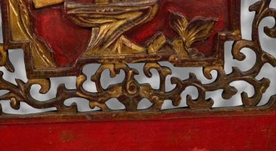 Pair of Chinese Lacquered Carved Wall Plaques