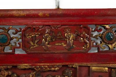 Pair of Chinese Lacquered Carved Wall Plaques