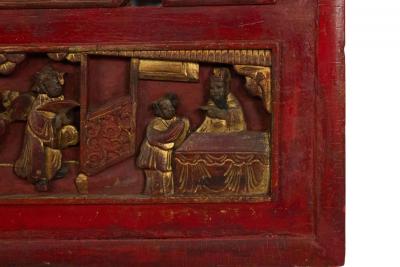 Pair of Chinese Lacquered Carved Wall Plaques