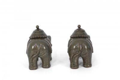 Pair of Chinese Lidded Porcelain Elephant Figurines