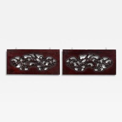 Pair of Chinese Mahogany Wall Plaques