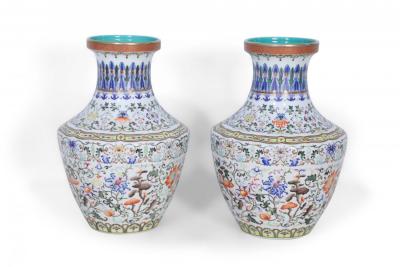 Pair of Chinese Multi Color Pattern Porcelain Vases